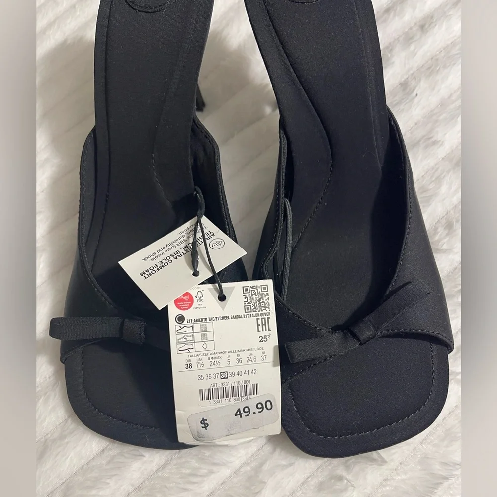 ☆Zara Women’s Black Bow Kitten Heels☆ - Picture 6 of 9